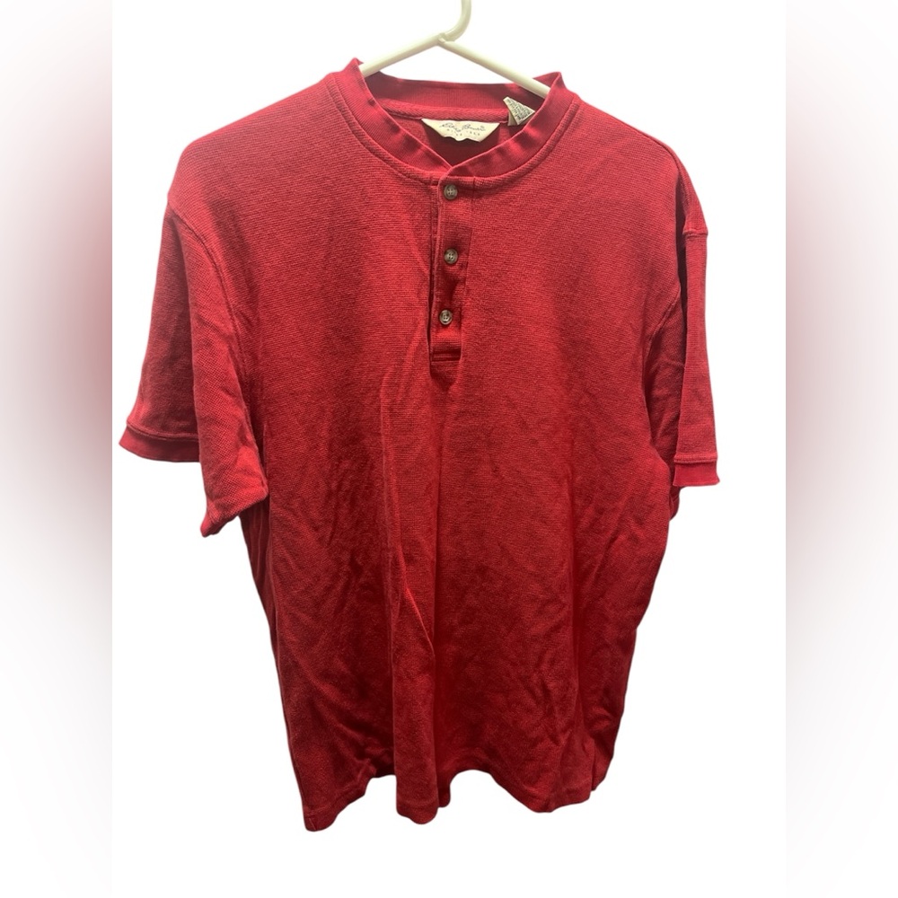 Vintage red Eddie Bauer half button shirt size large L